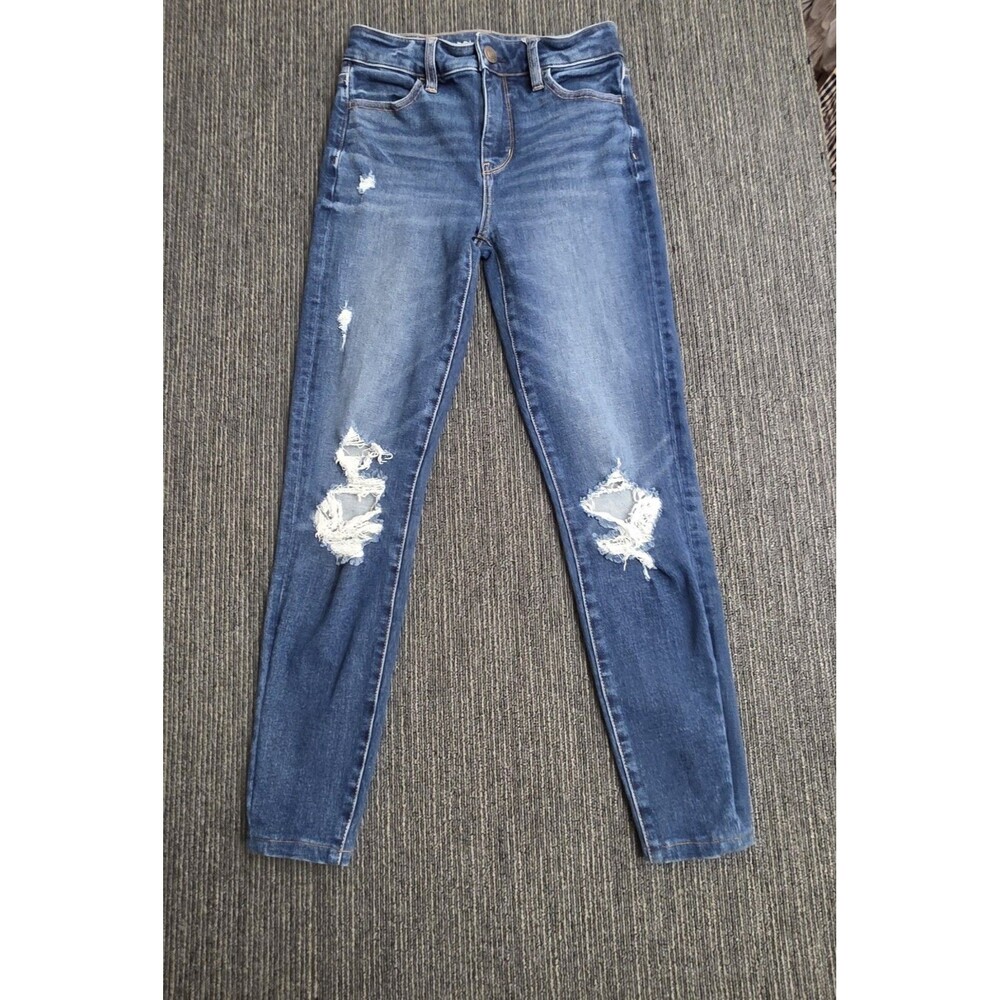 American Eagle The Dream Jean Hi-Rise Jegging Distressed Denim Size 00 Regular